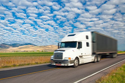 Fast driving truck at countryside, Montana, USA